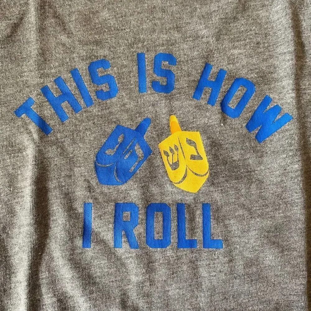 Old Navy This is How I Roll Hanukkah Dreidel Onesie Gray 12-18 Months